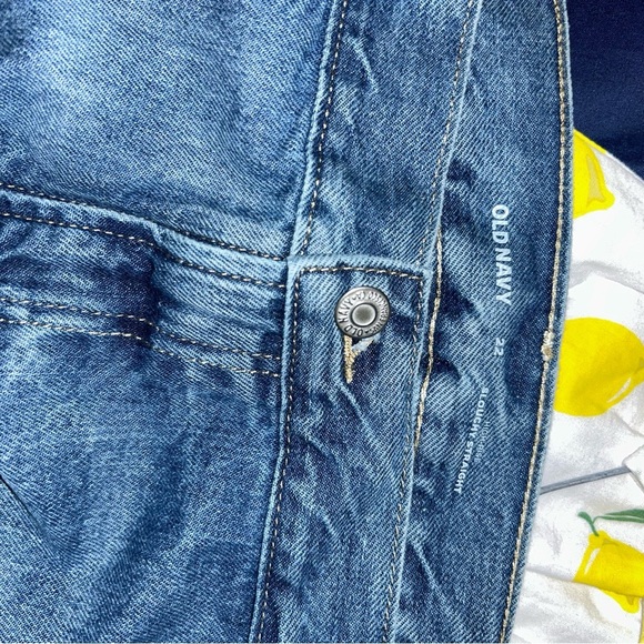 old navy high rise slouchy straight denim jean distressed cuffed short size 22 - Picture 1 of 3